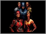 Gal Gadot - Wonder Woman, Ray Fisher - Cyborg, Film, Ezra Miller - Flash, Jason Momoa - Aquaman, Liga Sprawiedliwości, Justice League, Ben Affleck - Batman