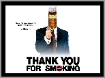 papieros, Thank You For Smoking, Aaron Eckhart, zapalniczka, plakat, garnitur