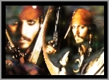pistolet, Johnny Depp, pirat, Piraci Z Karaibów