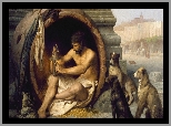 Jean Leon Gerome, Malarstwo, Psy, Mężczyzna, Obraz, Diogenes