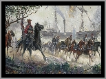 Konie, Obraz, Wojna secesyjna, Żołnierze, Mort Kunstler, Statek