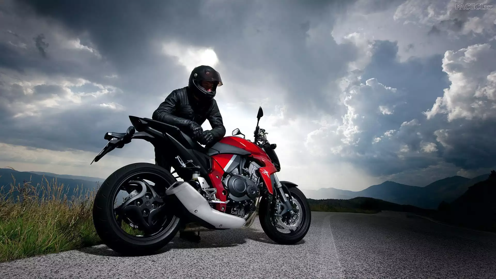 Chmury, Droga, Honda, Motocyklista, CBR
