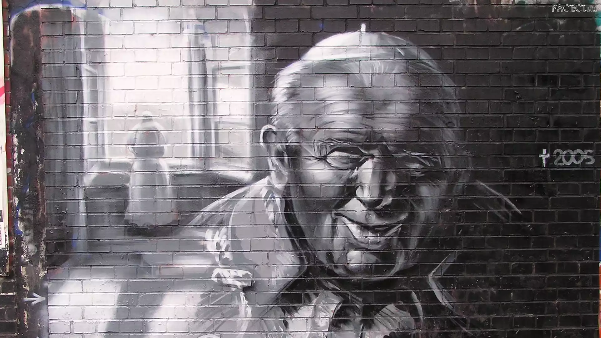 Postać, Mural, Street art, Okno, Portret, Jan Paweł II