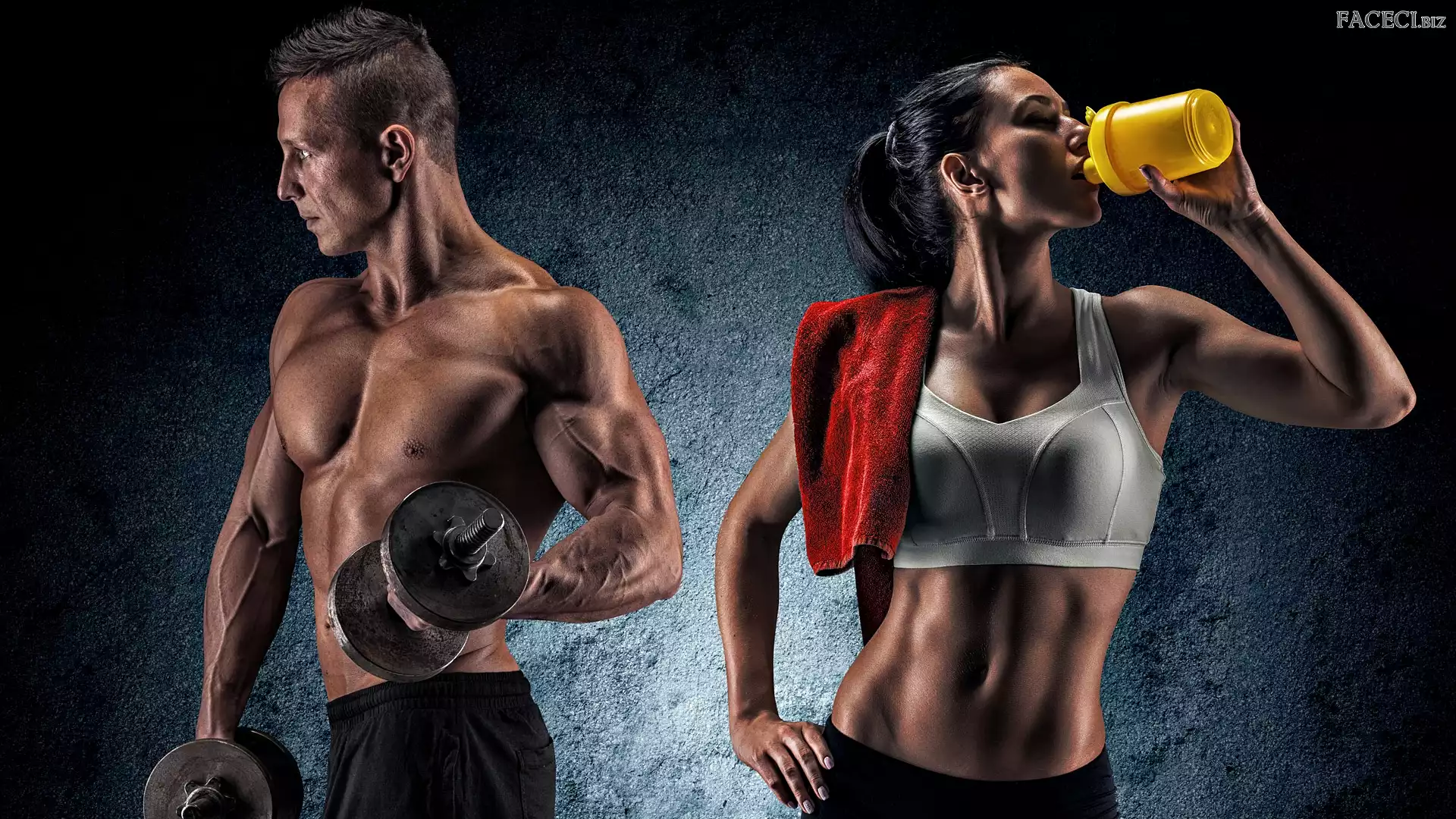 Mężczyzna, Siłownia, Kobieta, Sport