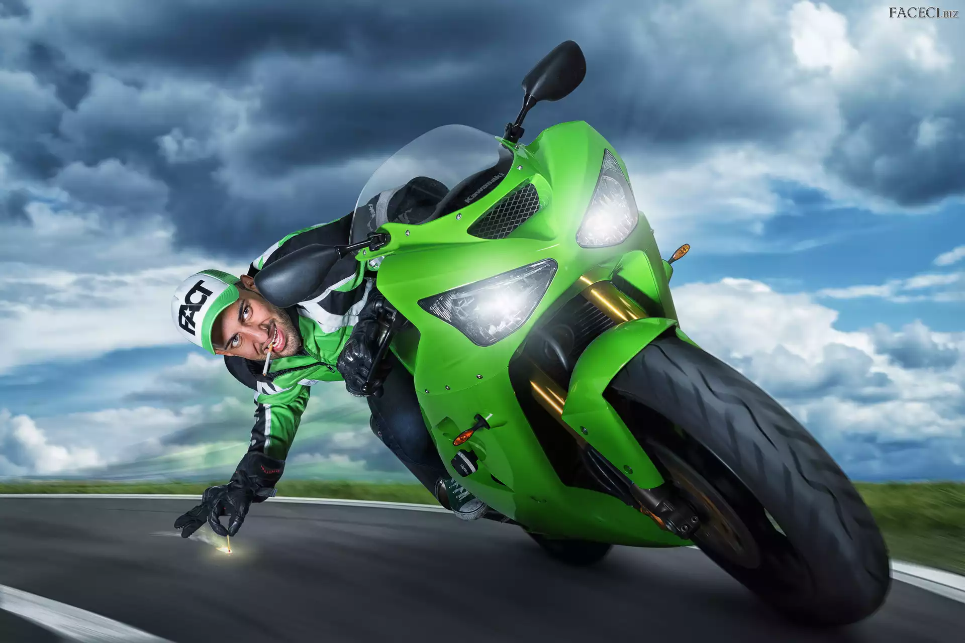 Zapałka, Papieros, Motocyklista, Motor, Droga
